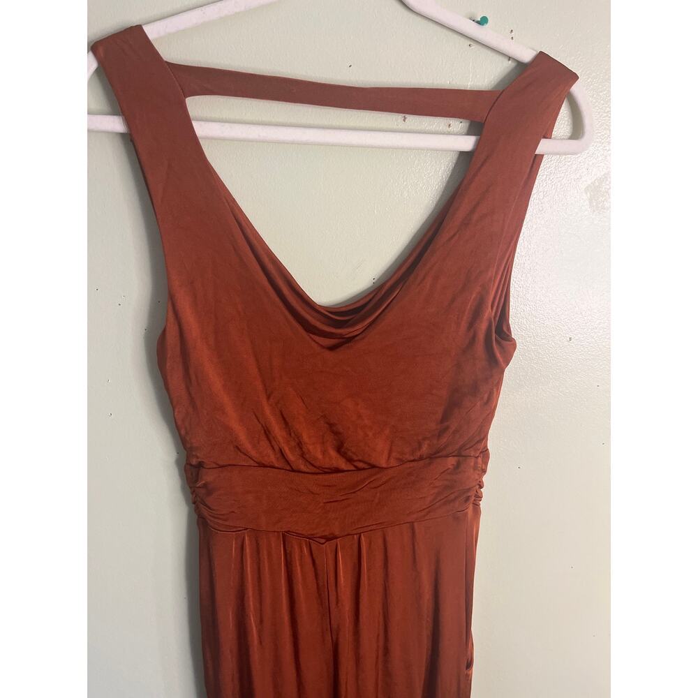 Maeve Anthropologie Enchantment Cooper Rust Orange Cowneck Jumpsuit, size XS - Picture 10 of 16